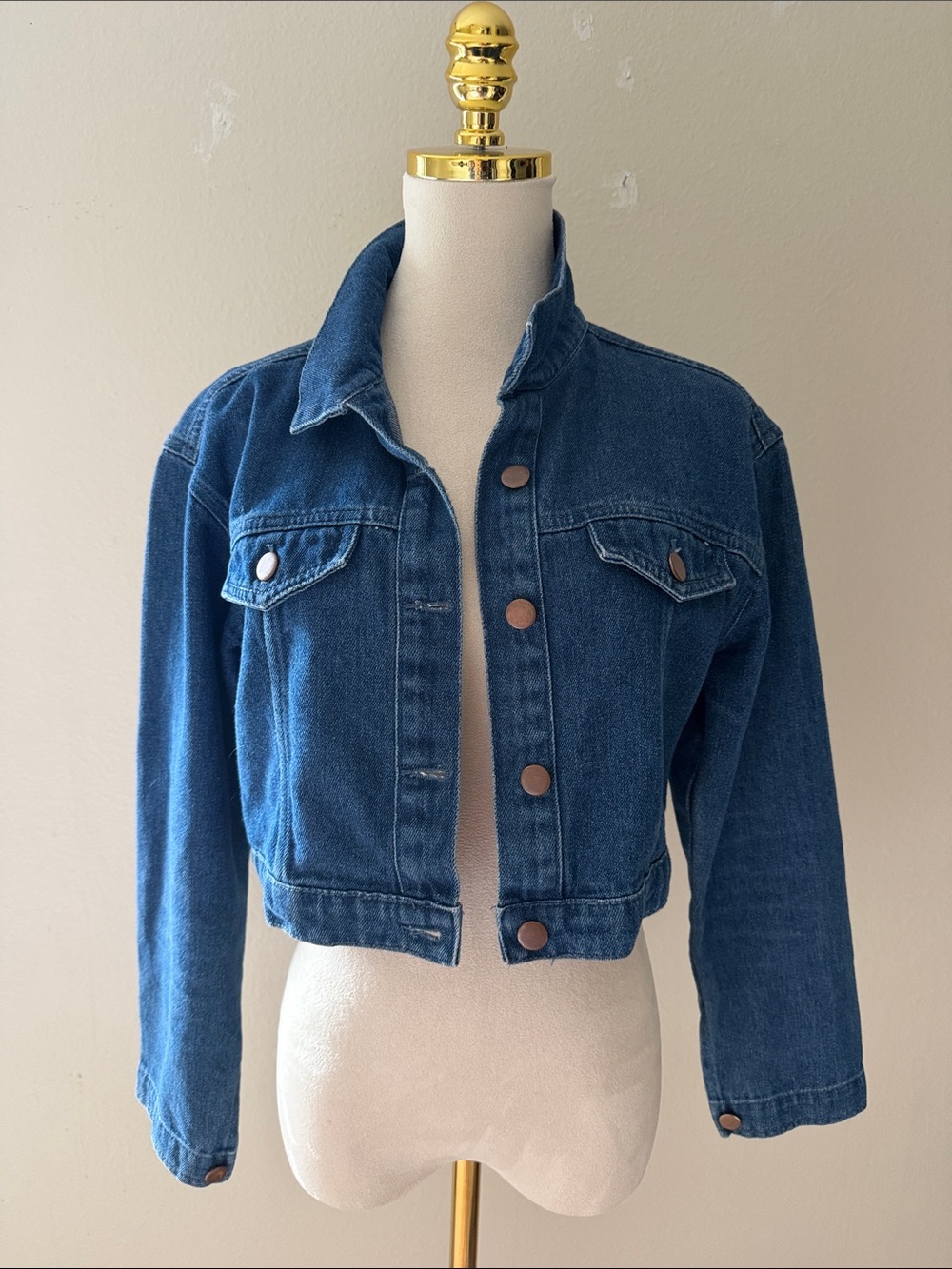 Women's Cropped Denim Jacket - Blue with unique back design